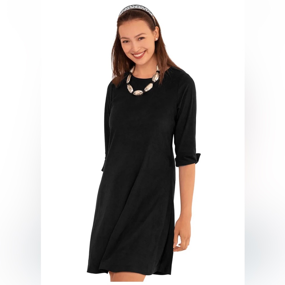 Gretchen Scott Button Back Swing Dress - Ultra Suede black size medium